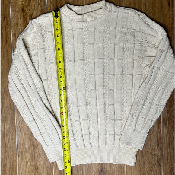 Oscar De La Renta MENS White Crewm Jumper Sweater LARGE Beautiful Warm - Picture 3 of 5